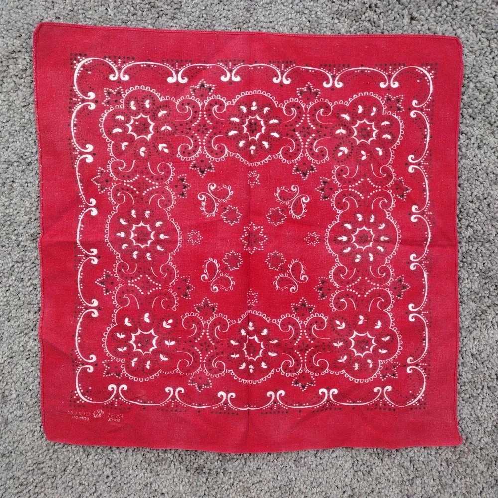 Vtg 50s 60s Elephant Trunk Up Bandana Indigo Red Selvedge Cotton Workwear #1843